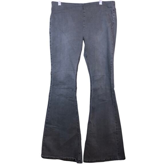 Free People Womens Jeans Black Denim High Rise Pull On Flare Stretch 31 - Picture 1 of 11